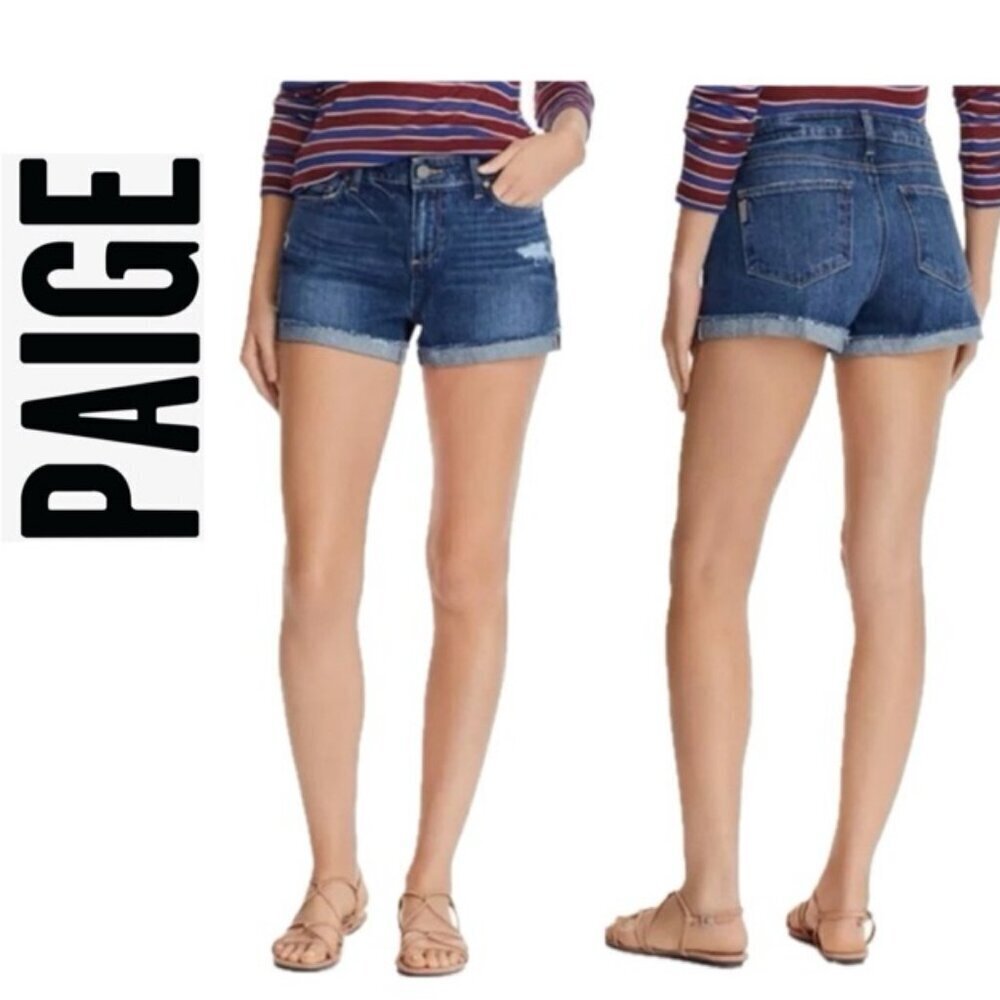 PAIGE JIMMY JIMMY SHORTS DENIM SZ 27 DISTRESSED CHIC BOHO ICONIC VERSATILE - Picture 1 of 13